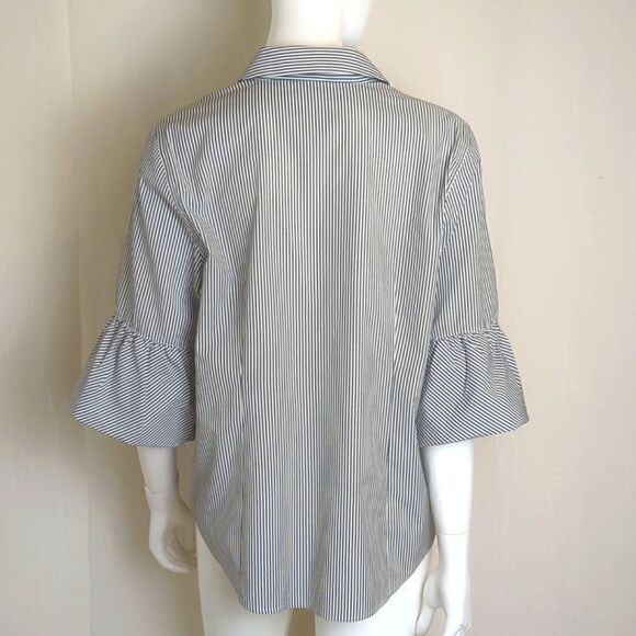 Chico's Non-iron Button Down Blouse Black and White Stripe Size 1 - Picture 5 of 9